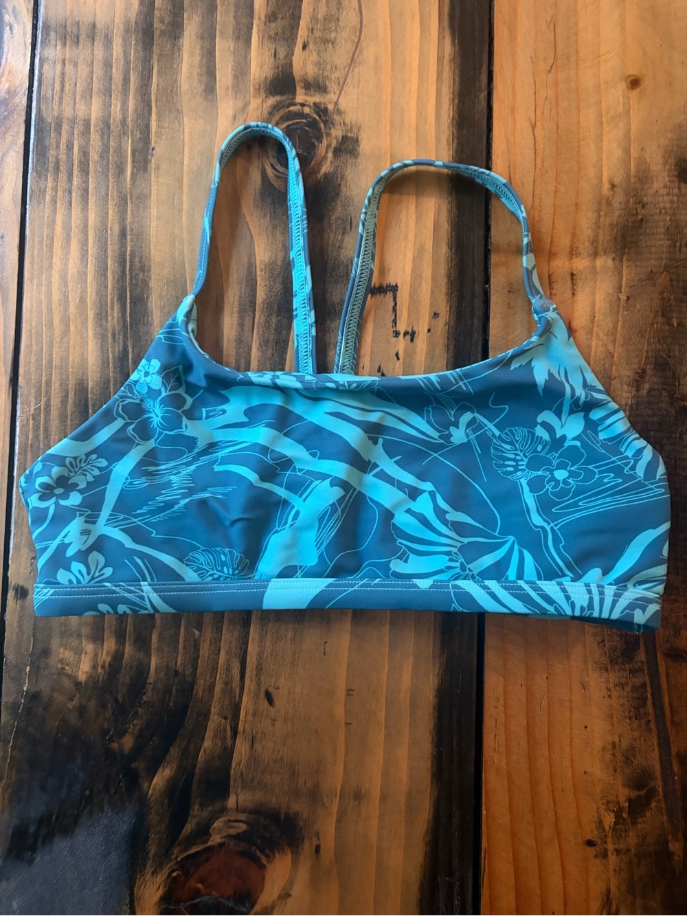 Athleta Blue Floral Kids Swim top